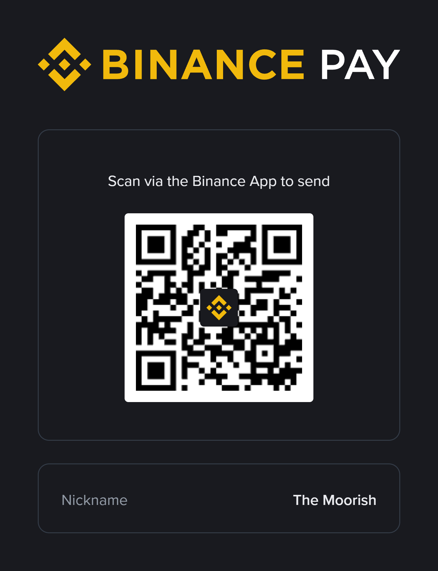 Binance Pay QR Code - The Moorish (857226069)